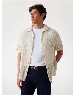 Рубашка обычного кроя на пуговицах Ajourstrick, кремовый Guess