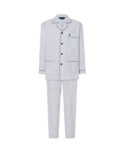 Мужские пижамы с длинным воротником с лацканами, поплин с принтом, белый El búho nocturno