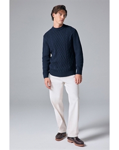 Джемпер круглой вязки с косами, с добавлением шерсти, синий Next