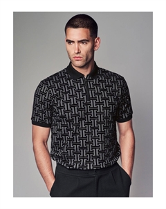 Рубашка поло с флокированным узором, серый Next