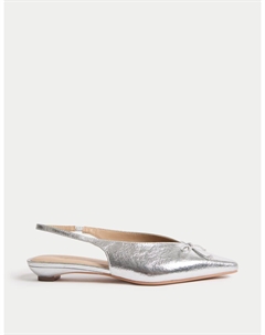 Туфли с открытой пяткой и бантом на танкетке, серебряный Marks & spencer