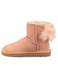 Кроссовки пушистый бант мини флисовая подкладка розовые красные, красный Ugg