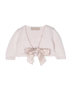 Кардиган с V-образным вырезом и бантом, нейтральный цвет La stupenderia