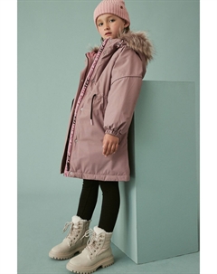 Водонепроницаемая длинная парка с отделкой из искусственного меха, розовый Next