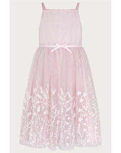 Розовое платье из тюля с цветочным принтом по краю, розовый Monsoon