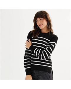 Пуловер с круглым вырезом для юниоров, цвет Black White Stripe So