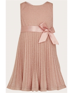 Детское платье из органзы натурального каннского цвета с декоративными рюшами Monsoon