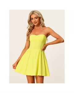 Женское платье для выпускного вечера без бретелек с открытой молнией, мини-платье с расклешенным верхом, фиолетовый Allegra k