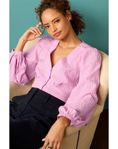 Блуза с длинными рукавами и V-образным вырезом, розовый Next