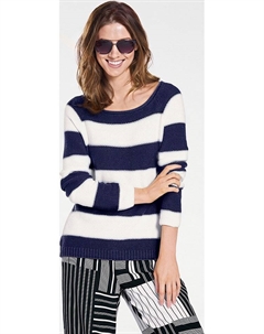 Пуловер, цвет dunkelblau/weiß Heine