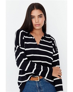 Пуловер, черный/белый Trendyol