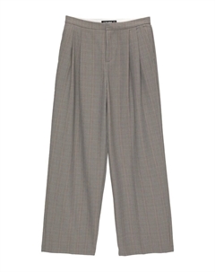 Широкие брюки со складкой спереди, серый Pull & bear