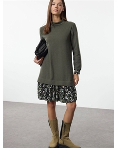 Вязаное платье, изумрудный Trendyol