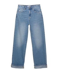 Джинсы с широкими штанинами, синий деним Pull & bear