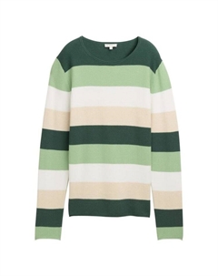 Пуловер, цвет green beige block stripe Tom tailor