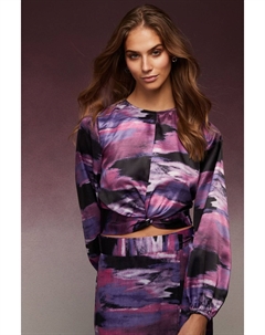 Атласный топ с длинными рукавами и завязками спереди, фиолетовый Next