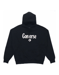 Свитер logo embroidered loose fleece hoodie dark black, черный Converse