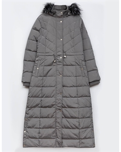 Стеганая Шуба С Капюшоном Из Гусиного Пера Дымчатый Kayra
