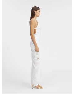 Длинное асимметричное драпированное платье The Saudade long dress, белый Jacquemus