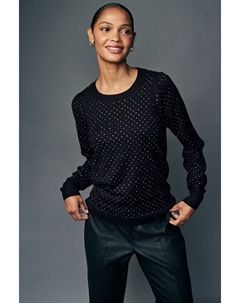 Вязаный джемпер с круглым вырезом и длинными рукавами, черный Next