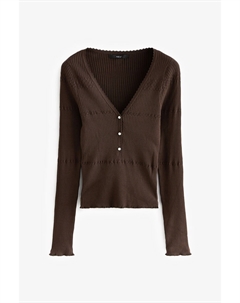 Вязаный топ с перламутровыми пуговицами, коричневый Next