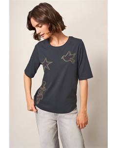 Футболка с вышивкой аннабель, серый White stuff