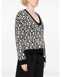 Свитер с жаккардовым логотипом, черный Liu jo