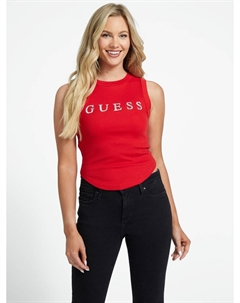 Майка Eliza со стразами и логотипом, цвет Spicy Red Guess factory