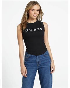 Майка Eliza со стразами и логотипом, черный Guess factory
