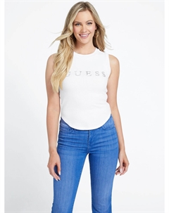 Майка Eliza со стразами и логотипом, цвет Pure White Guess factory