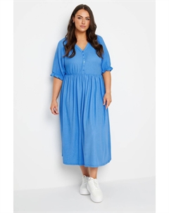 Лимитированная коллекция платье мидакси с фактурным изгибом, синий Yours curve