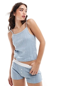 Комплект из топа-ками и короткой пижамы синего цвета Asos design