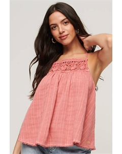 Винтажная майка с воротником-хомутом, розовый Superdry