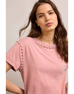 Туника с искусственным жемчугом, розовый Next