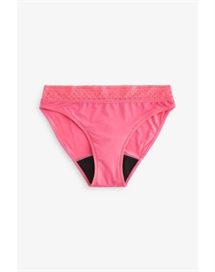 Высокий вырез средней струи кружевной пояс и менструальные трусики из микрофибры, розовый Next