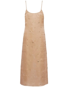 Платье миди с люверсами, нейтральный цвет Prada