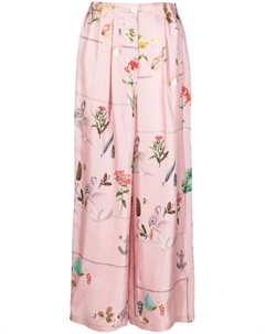 Шелковые брюки палаццо с принтом, розовый Lanvin