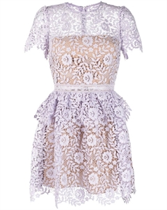 Гипюровое платье с баской, фиолетовый Self-portrait