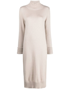 Платье миди с воротником-воронкой, нейтральный цвет Eleventy
