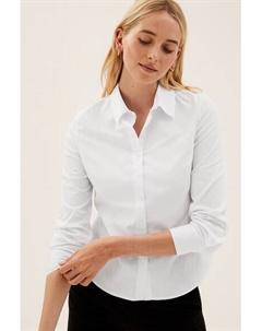 Хлопковая рубашка стандартного кроя, белый Marks & spencer
