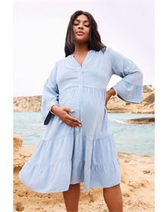 Многослойное платье миди, синий Yours