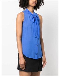 Шелковая рубашка с бантом, синий Moschino