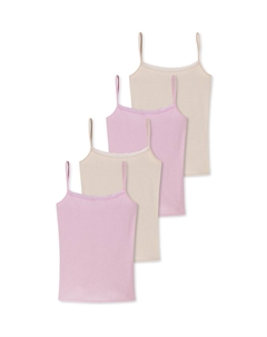 Комплект из 4 топов-спагетти из хлопкового кружева, цвет Rosa Beige Schiesser