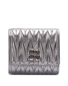 Маленький стеганый кошелек, серебристый Miu miu