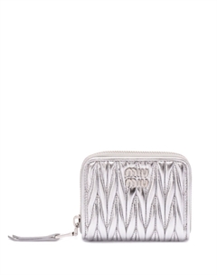 Маленький стеганый кошелек, серебряный Miu miu