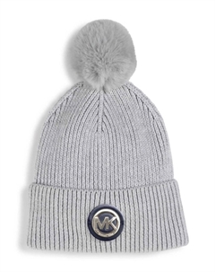 Kids шапка бини в рубчик с логотипом, серый Michael kors
