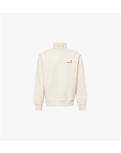 Свитшот из хлопковой смеси с вышитым логотипом и застежкой-молнией на четверть., бежевый Carhartt wip