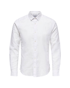 Рубашка "Кайден", приталенного кроя, длинные рукава, воротник "Кент", мужская, белый Only & sons