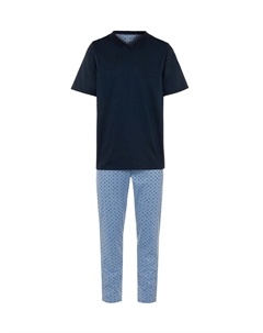 Пижама с длинными и короткими рукавами, одинарный трикотаж, синий Seidensticker