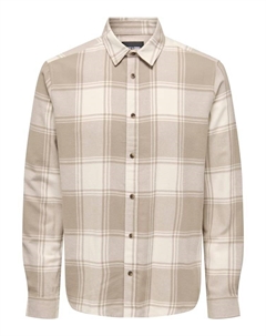 Рубашка Freizeit Karohemd Holzfäller Kariertes Flanellhemd, бежевый Only & sons